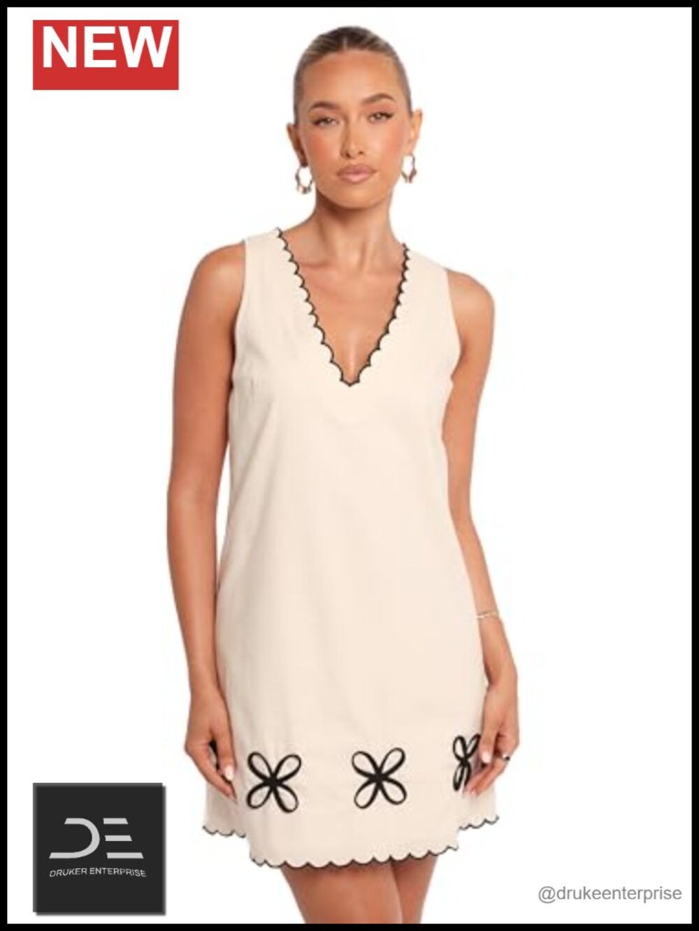 Petal & Pup Thalia Mini Dress Sleeveless Cornelli Embroidered V-Neck